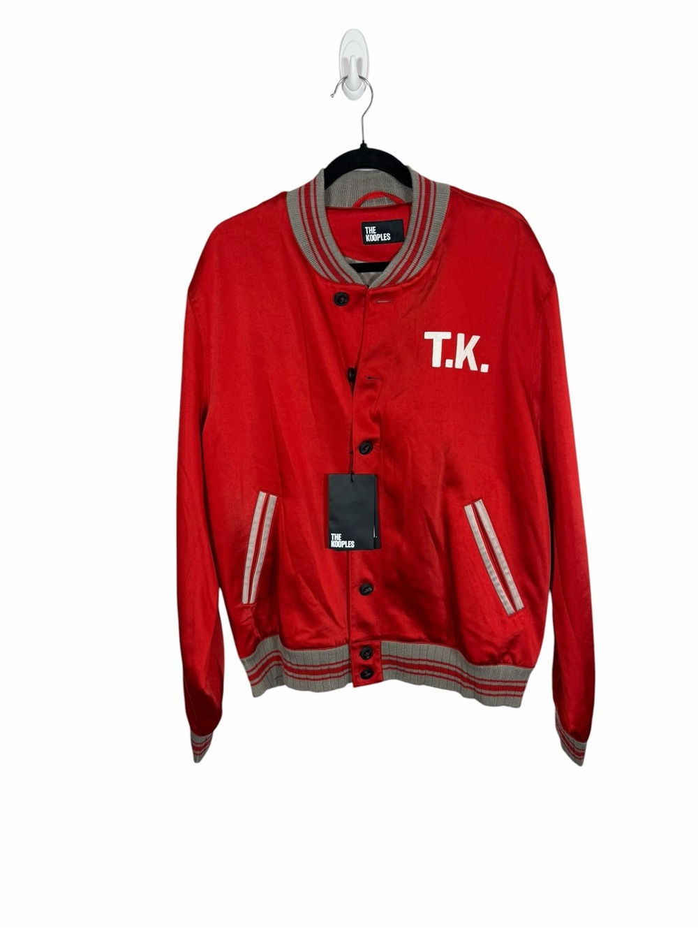 The Kooples Red Varsity Bomber Jacket with T.K. Patch - Picture 4 of 7